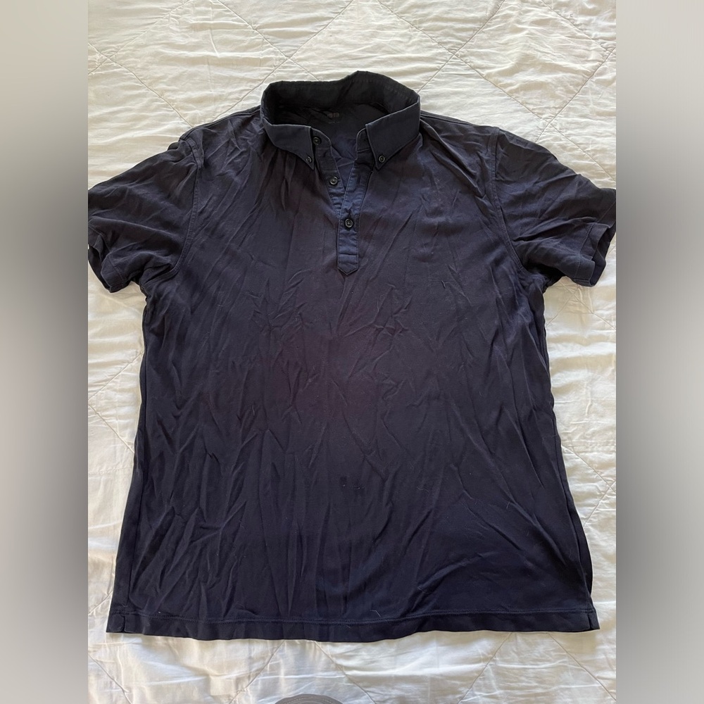 Uniqlo navy blue collared T shirt